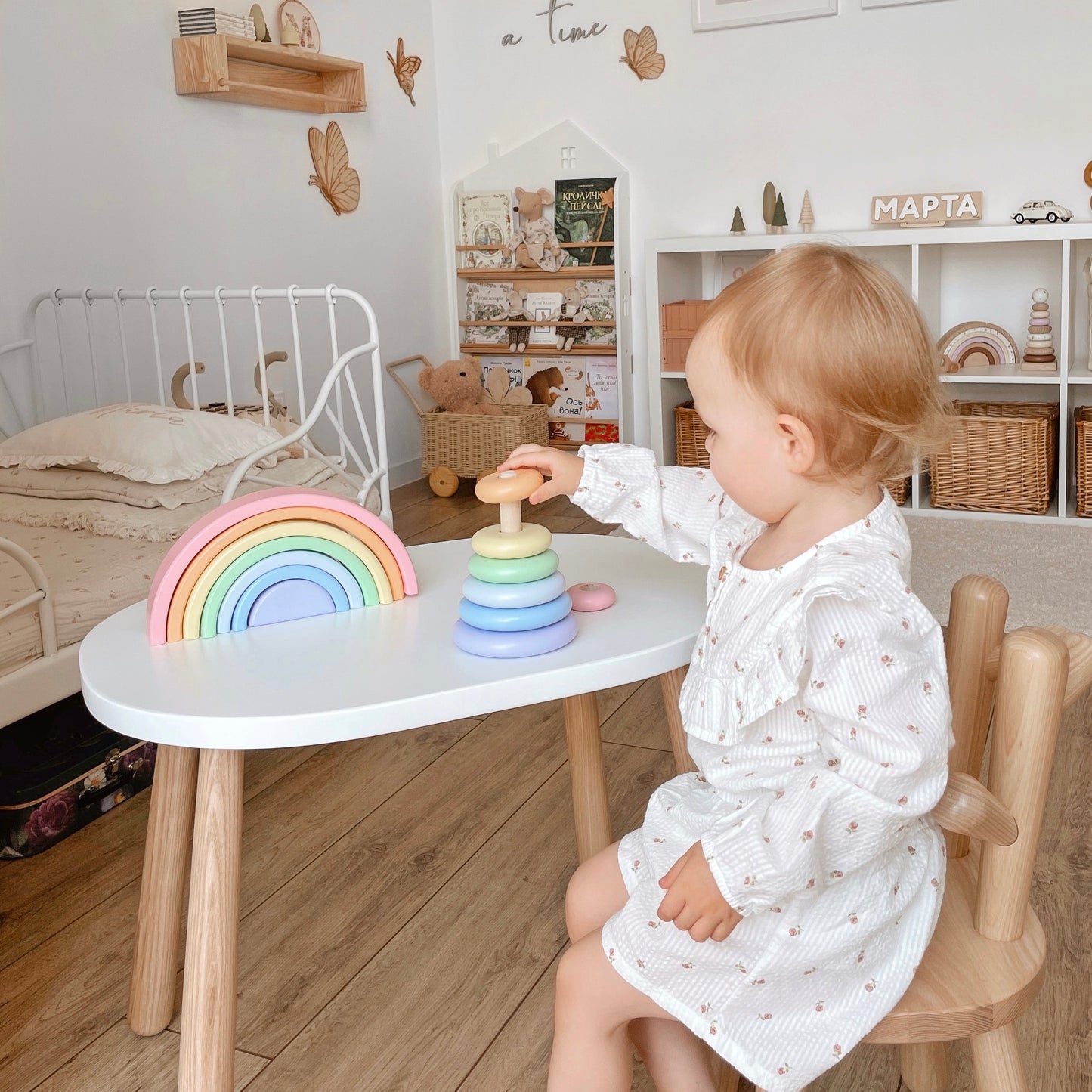 Personalised Montessori Wooden Pyramid and Rainbow for Toddlers
