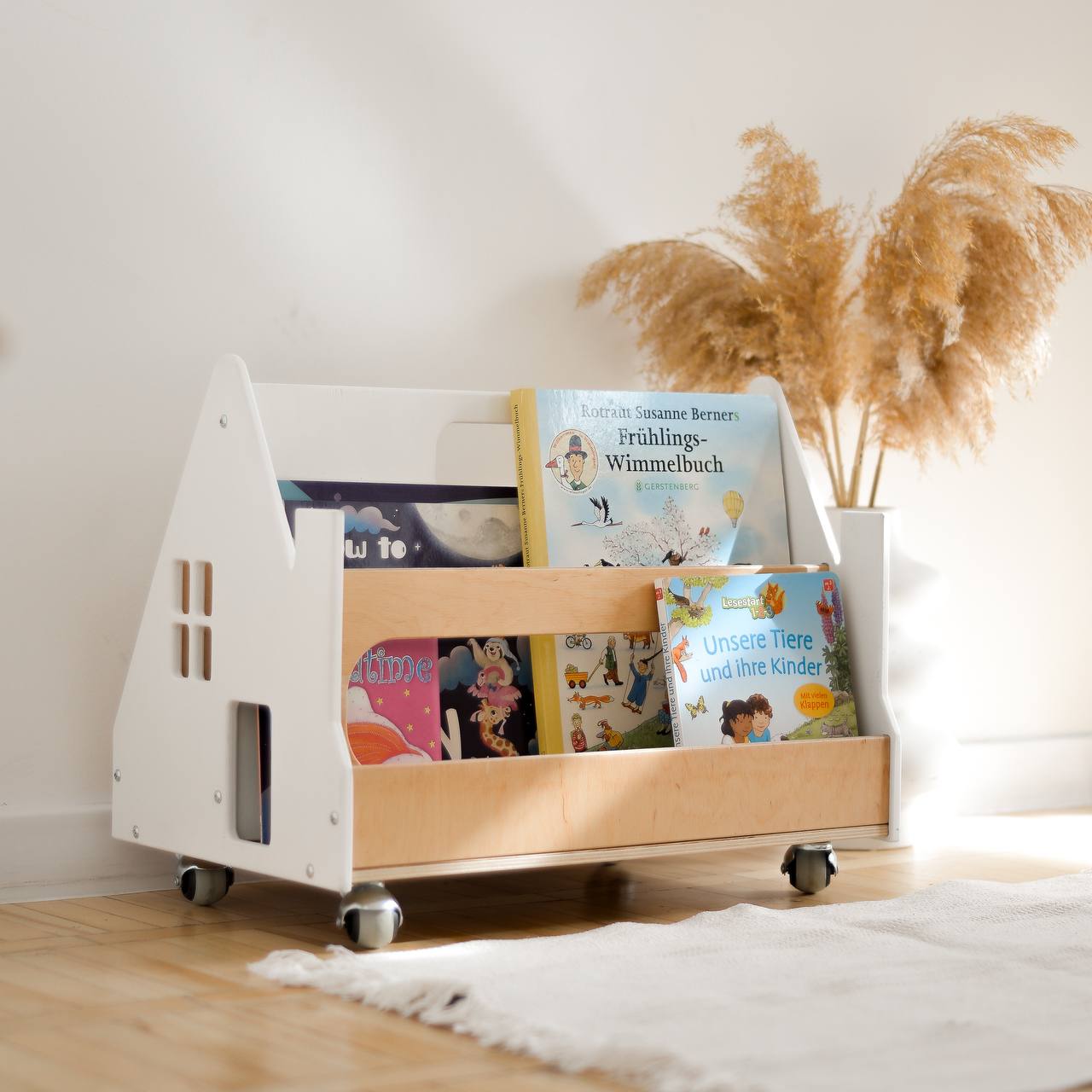 Wooden Bookcase on wheels